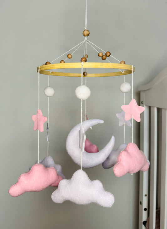 Crib mobile “Pink Sky”